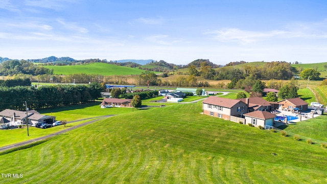 drone / aerial view with a rural view