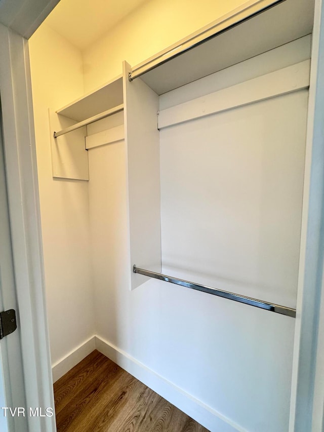 walk in closet featuring dark hardwood / wood-style floors