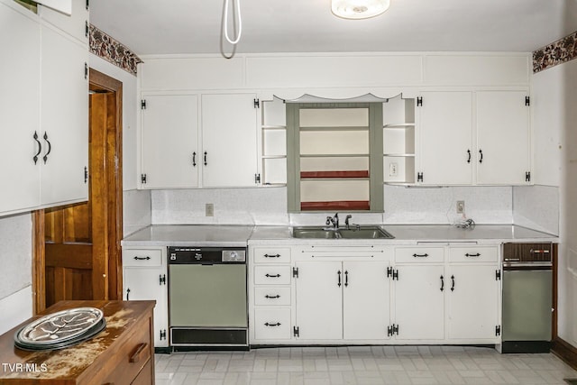 1021 Tusculum Blvd, Greeneville, TN 37745 - kitchen with dishwashing machine, white cabinetry, a sink, and open shelves
