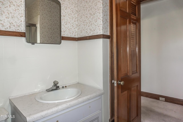 1021 Tusculum Blvd, Greeneville, TN 37745 - full bathroom featuring a shower stall, wallpapered walls, and vanity