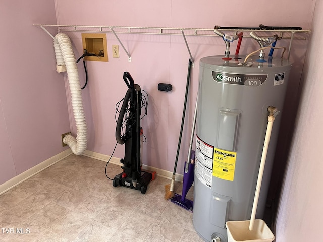 utility room featuring water heater