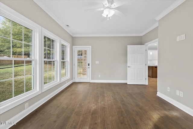 unfurnished sunroom featuring ceiling fan and visible vents