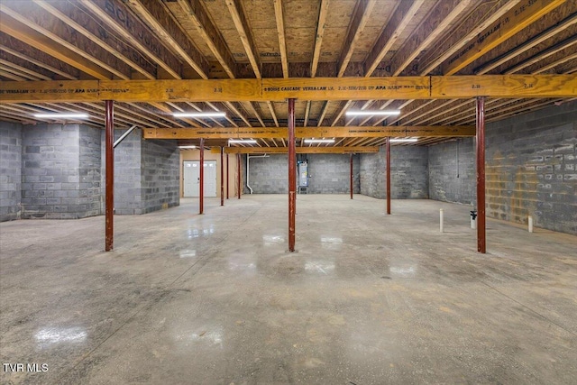 view of unfinished basement