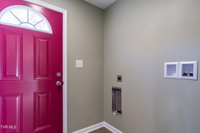 washroom with washer hookup and hookup for an electric dryer