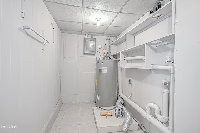 utility room with water heater and electric panel