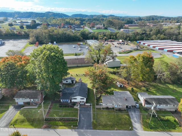 aerial view with a mountain view