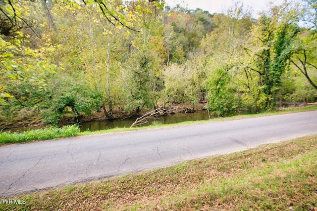 view of road with a water view