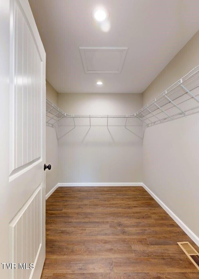 spacious closet with wood-type flooring