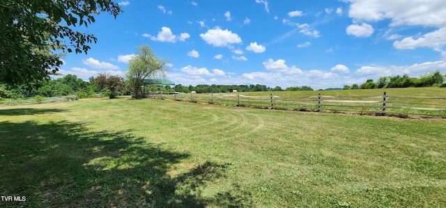 view of yard with a rural view