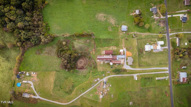 aerial view featuring a rural view