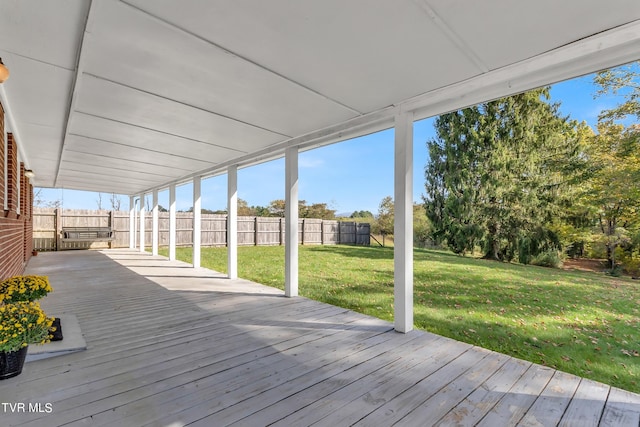 deck featuring a yard