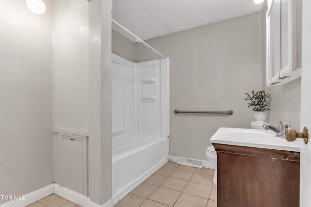 full bathroom with vanity, tile patterned flooring, toilet, and shower / bath combination