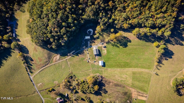 drone / aerial view with a rural view