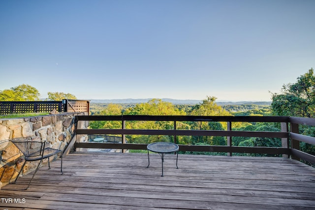 deck featuring a mountain view