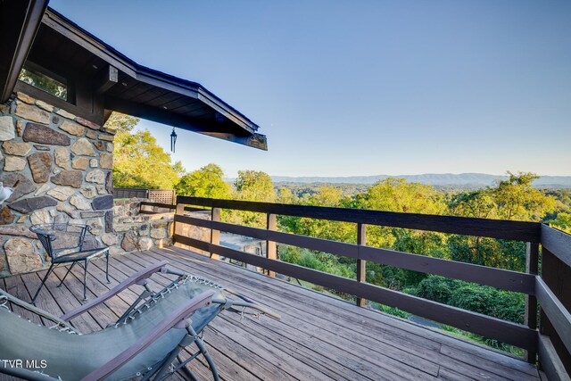 deck featuring a mountain view