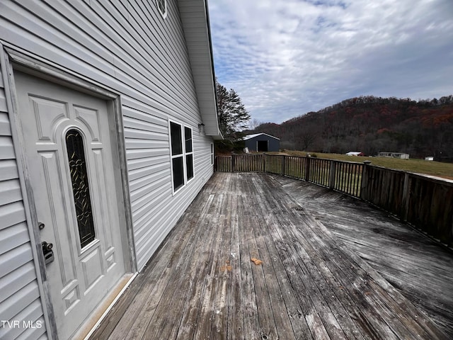 deck featuring a mountain view