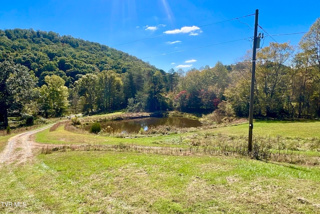 view of yard with a water view