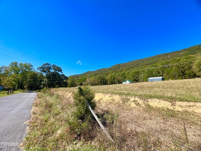 view of road with a mountain view and a rural view