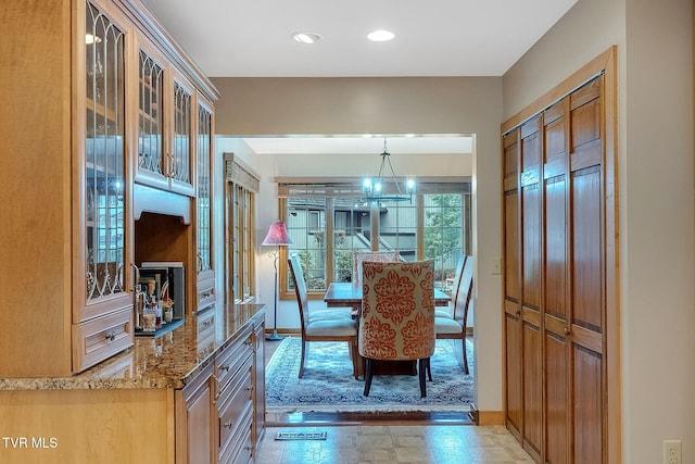 dining room featuring an inviting chandelier