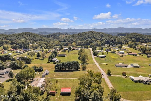 bird's eye view with a mountain view and a rural view