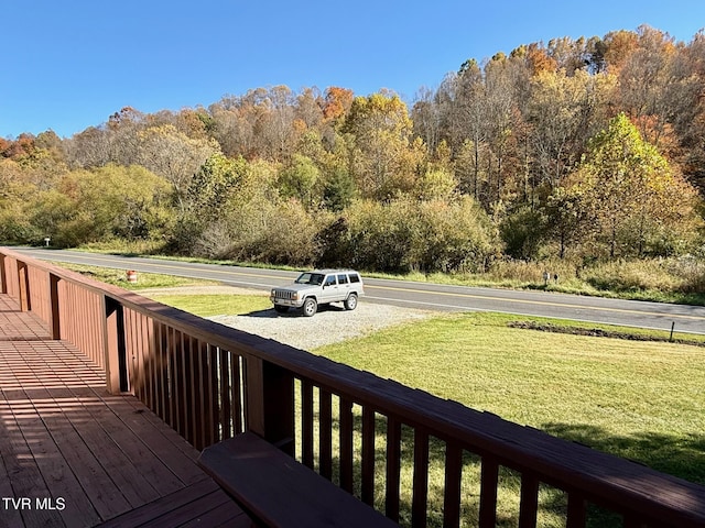 4527 Dorchester Rd, Norton, VA 24273 - wooden terrace with a lawn and a wooded view