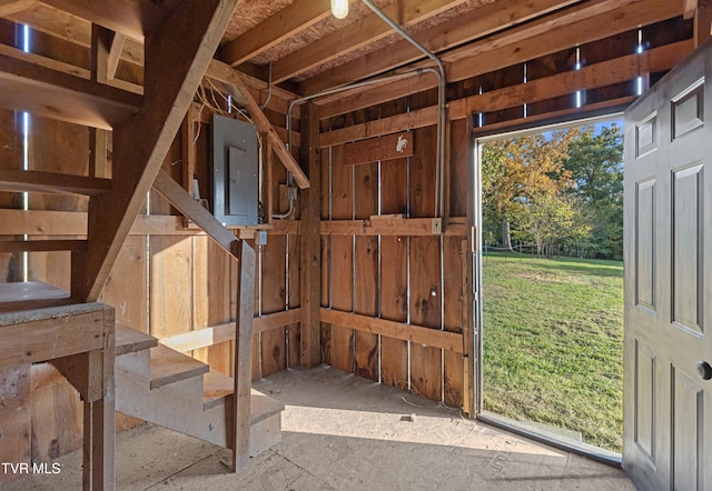 view of horse barn featuring electric panel