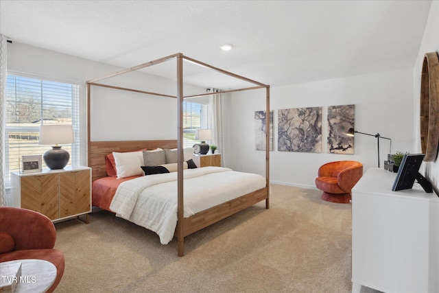 bedroom featuring multiple windows and carpet