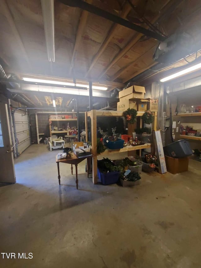 basement featuring a workshop area