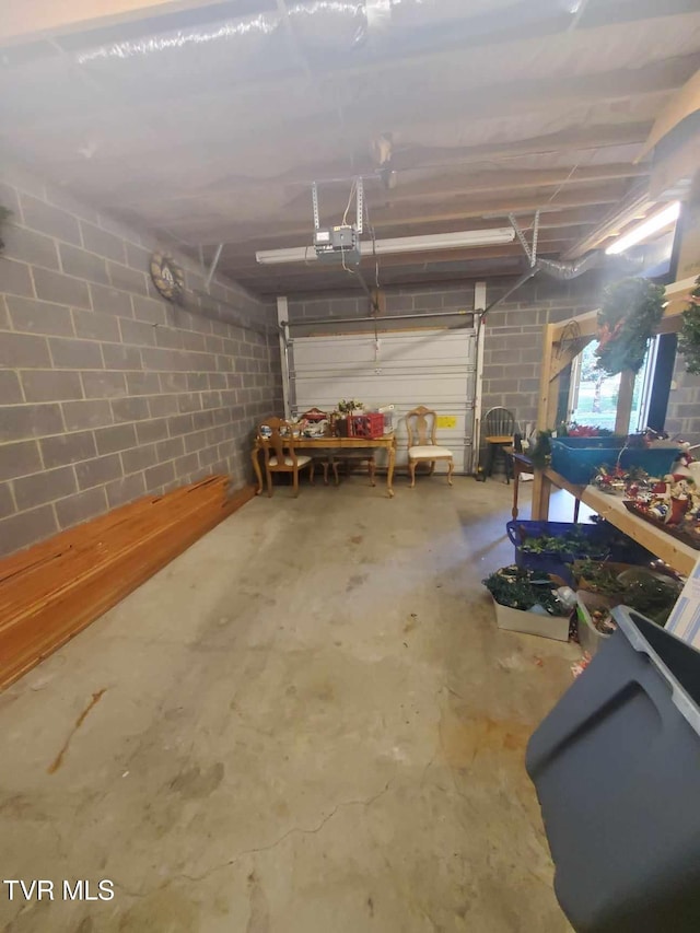 garage with a garage door opener