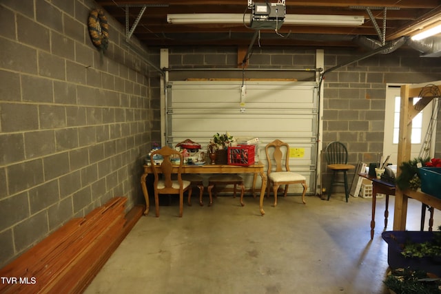 garage with a garage door opener