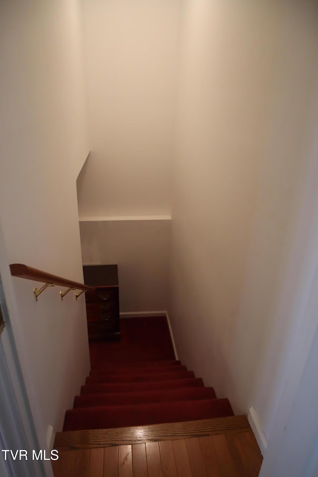 stairs with hardwood / wood-style floors