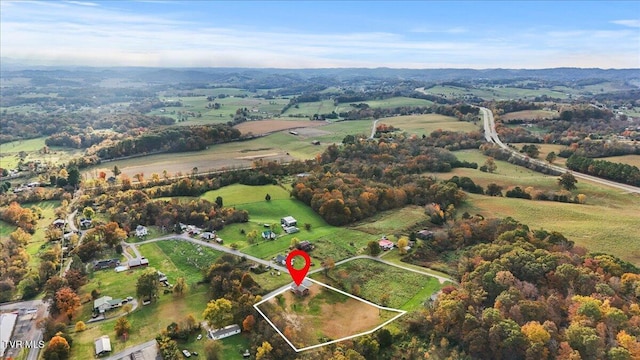 aerial view featuring a rural view