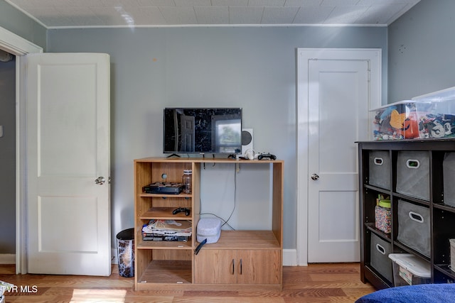 bedroom with wood-type flooring