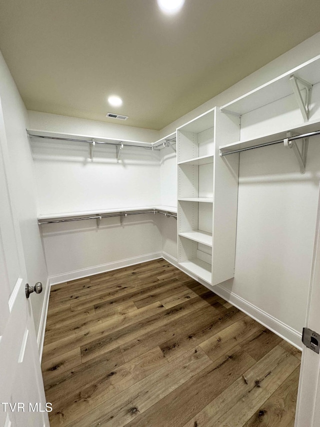 walk in closet featuring dark hardwood / wood-style flooring