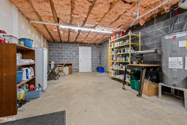 basement with water heater