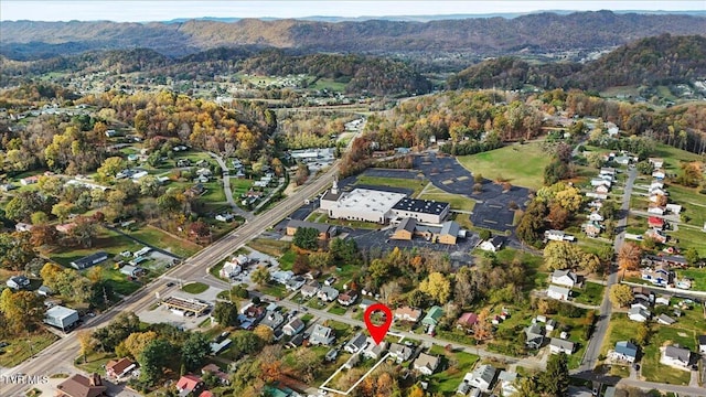 birds eye view of property featuring a mountain view