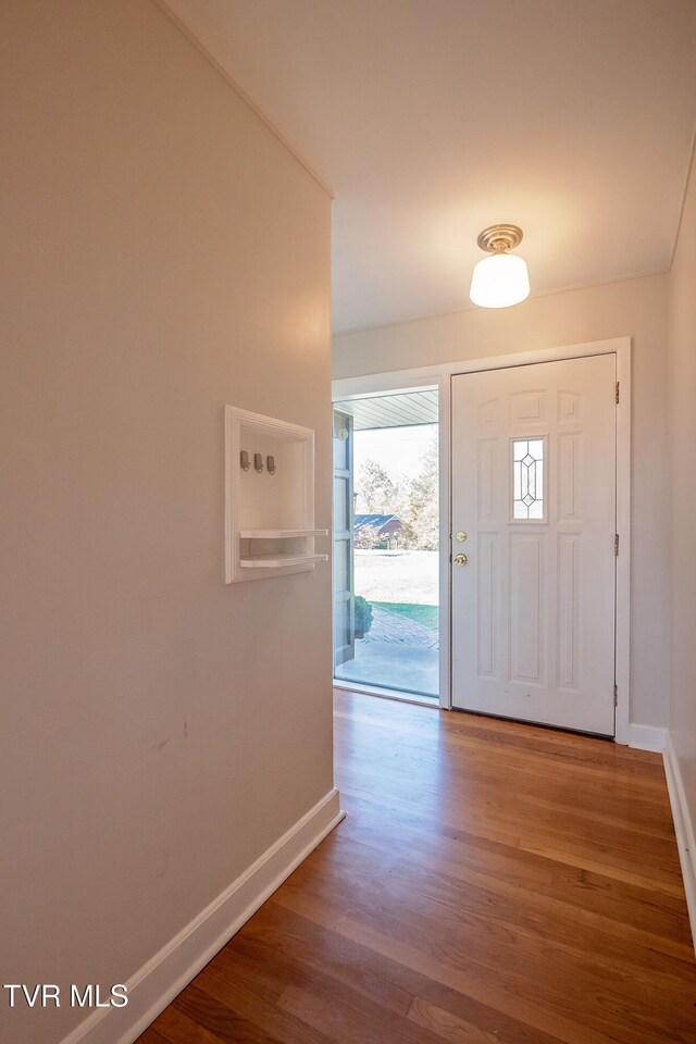 entryway featuring hardwood / wood-style flooring