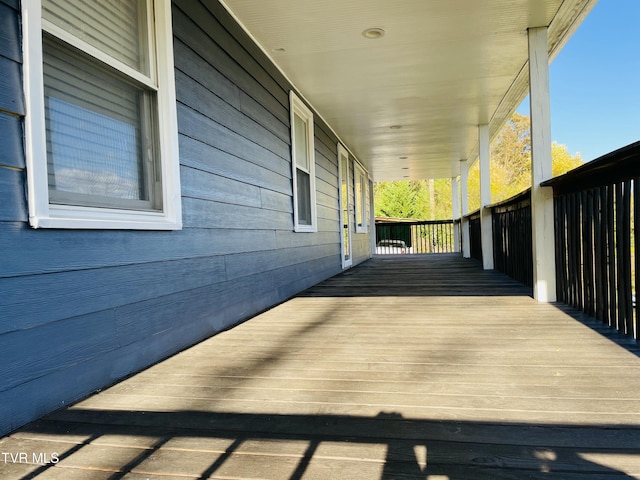deck featuring covered porch
