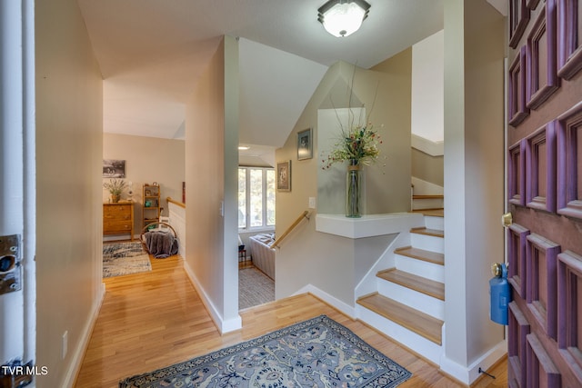 foyer entrance featuring light wood-type flooring