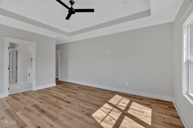 633 Uncle Buddys Way, Jonesborough, TN 37659 - unfurnished bedroom with a tray ceiling, light wood-style flooring, and baseboards