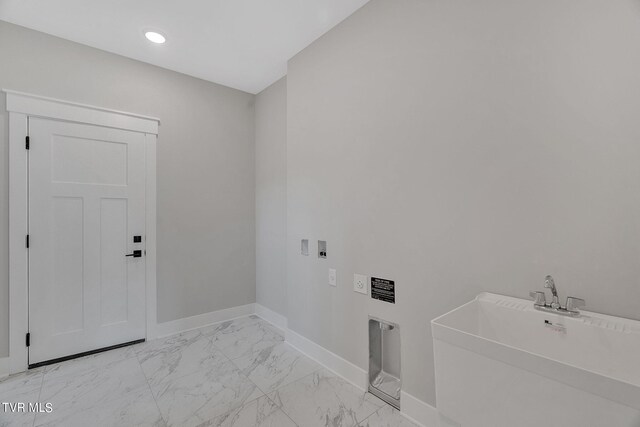 633 Uncle Buddys Way, Jonesborough, TN 37659 - laundry room with light marble finish flooring, baseboards, washer hookup, and recessed lighting