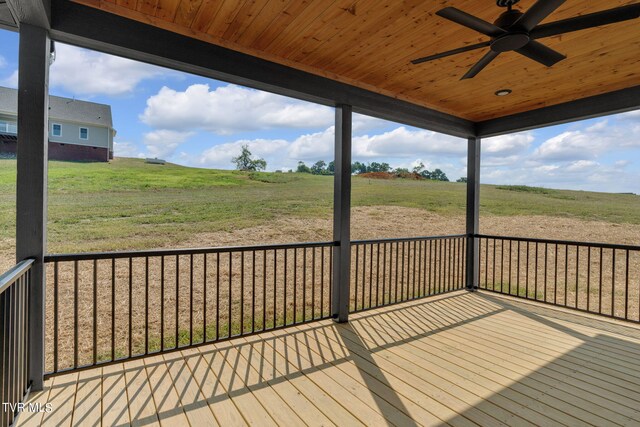 633 Uncle Buddys Way, Jonesborough, TN 37659 - deck with ceiling fan, a rural view, and a yard