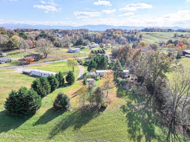 bird's eye view with a mountain view