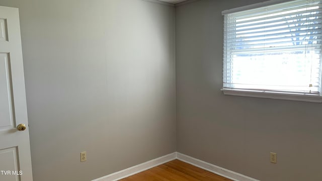 spare room featuring a wealth of natural light and hardwood / wood-style flooring