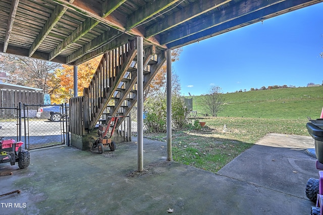 view of patio / terrace featuring a rural view