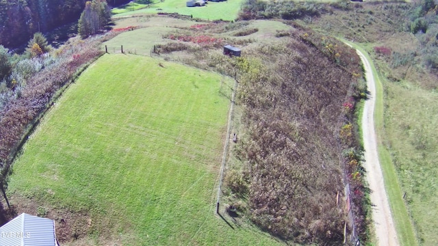 aerial view featuring a rural view