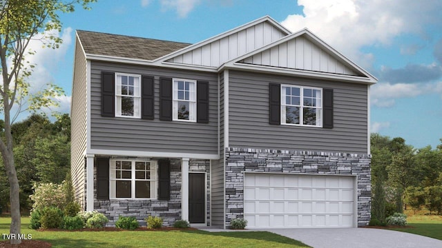 craftsman-style house with a garage and a front yard