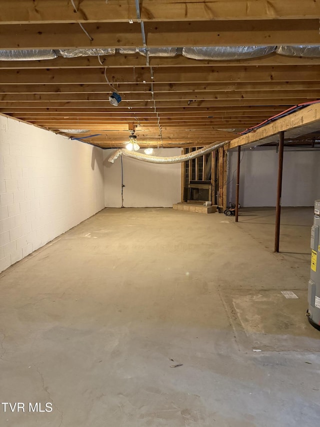 basement with water heater