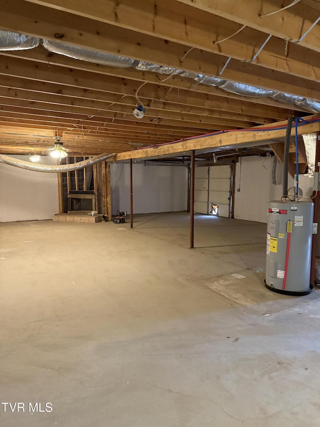 basement featuring water heater