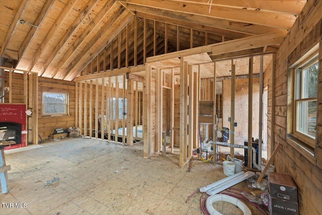 misc room featuring plenty of natural light and lofted ceiling